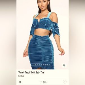 Fashion nova 2 piece velvet set in blue size xl